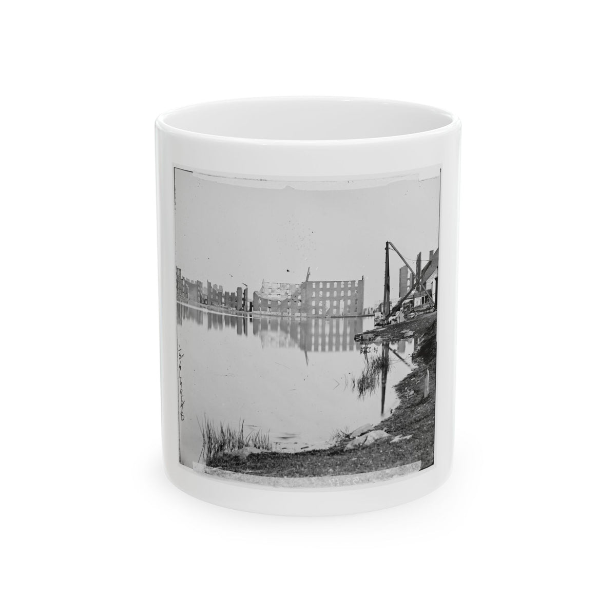 Richmond, Va. Ruined Buildings On Banks Of The Canal Basin (U.S. Civil War) White Coffee Mug