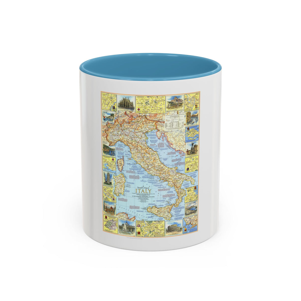 Italy - A Traveller's Map 1 (1970) (Map) Accent Coffee Mug