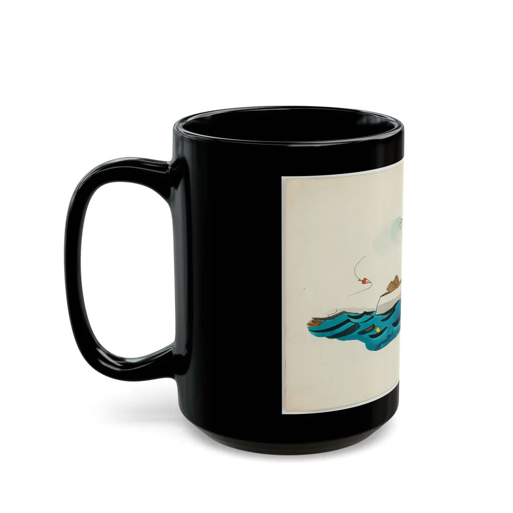 Fisherman Illustration - Black Coffee Mug-Go Mug Yourself