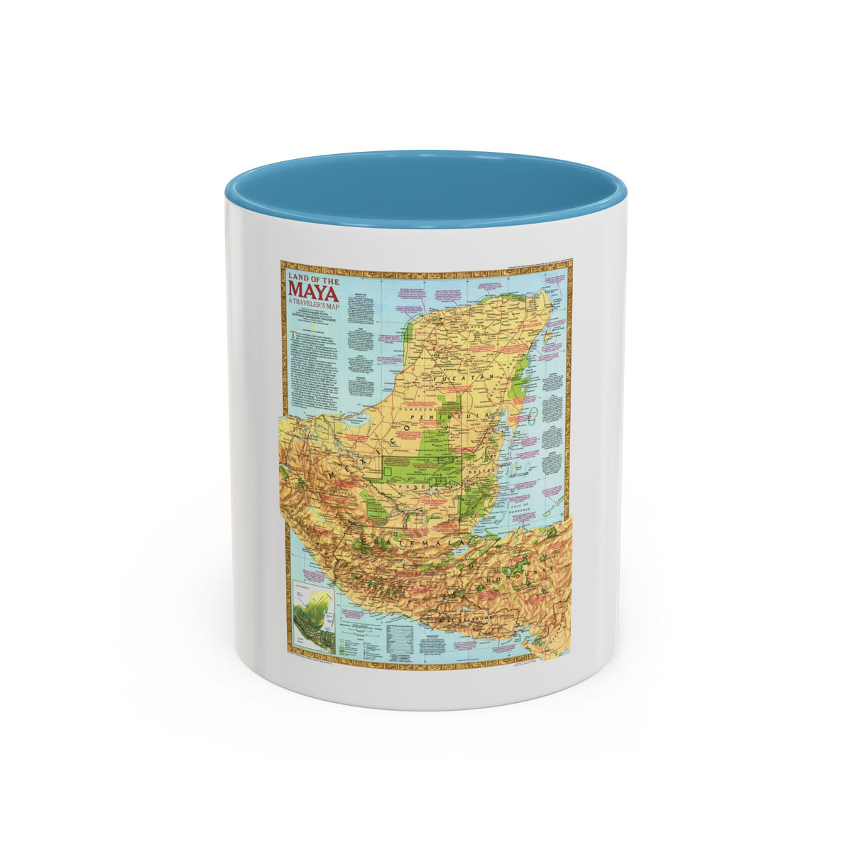 North America - Land of the Maya, A Traveller's Map (1990) (Map) Accent Coffee Mug