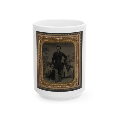 Unidentified Soldier In Union Uniform In Front Of Painted Backdrop (U.S. Civil War) White Coffee Mug