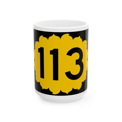 K-113 (Kansas) (Road Sign) White Coffee Mug
