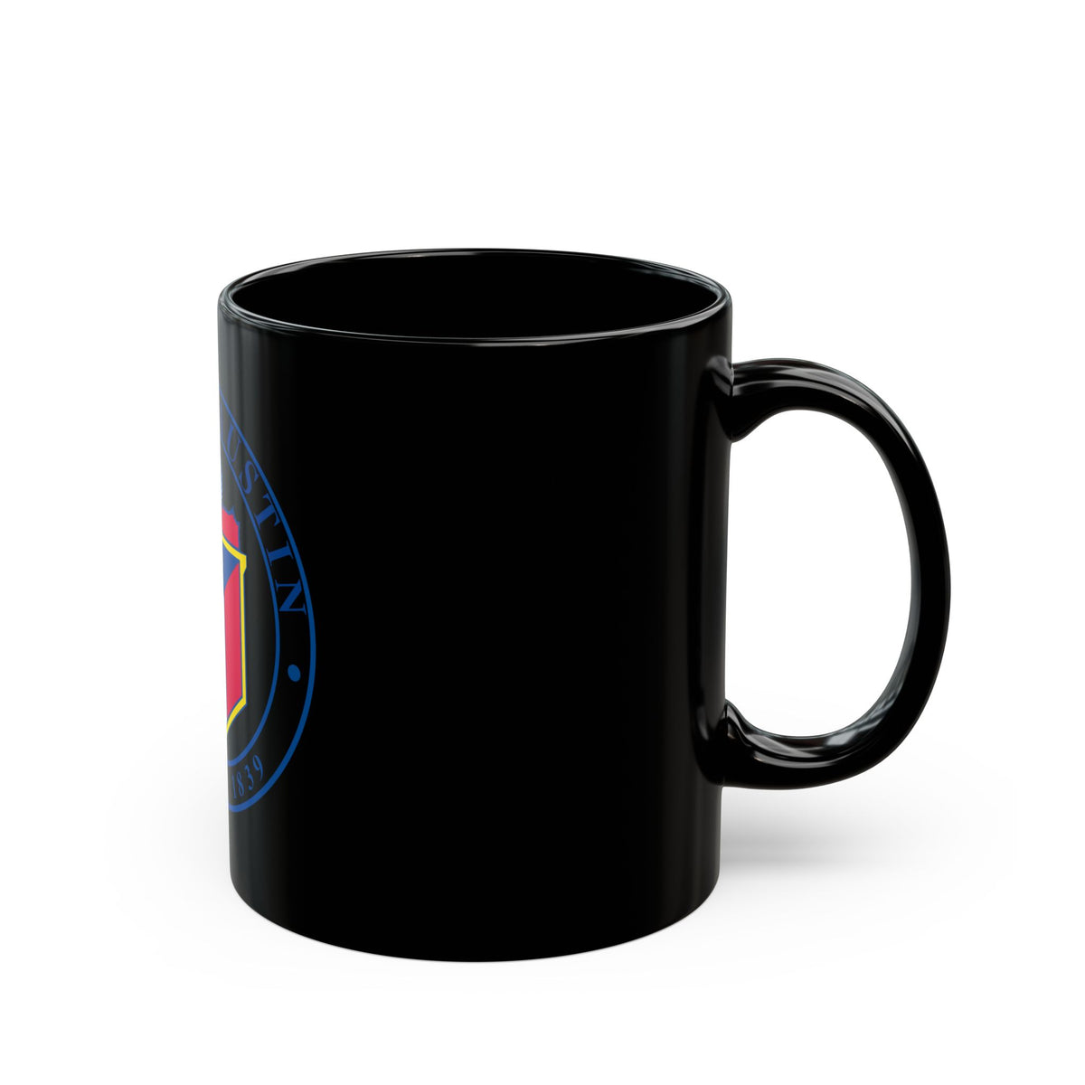 Seal of Austin TX - Black Coffee Mug
