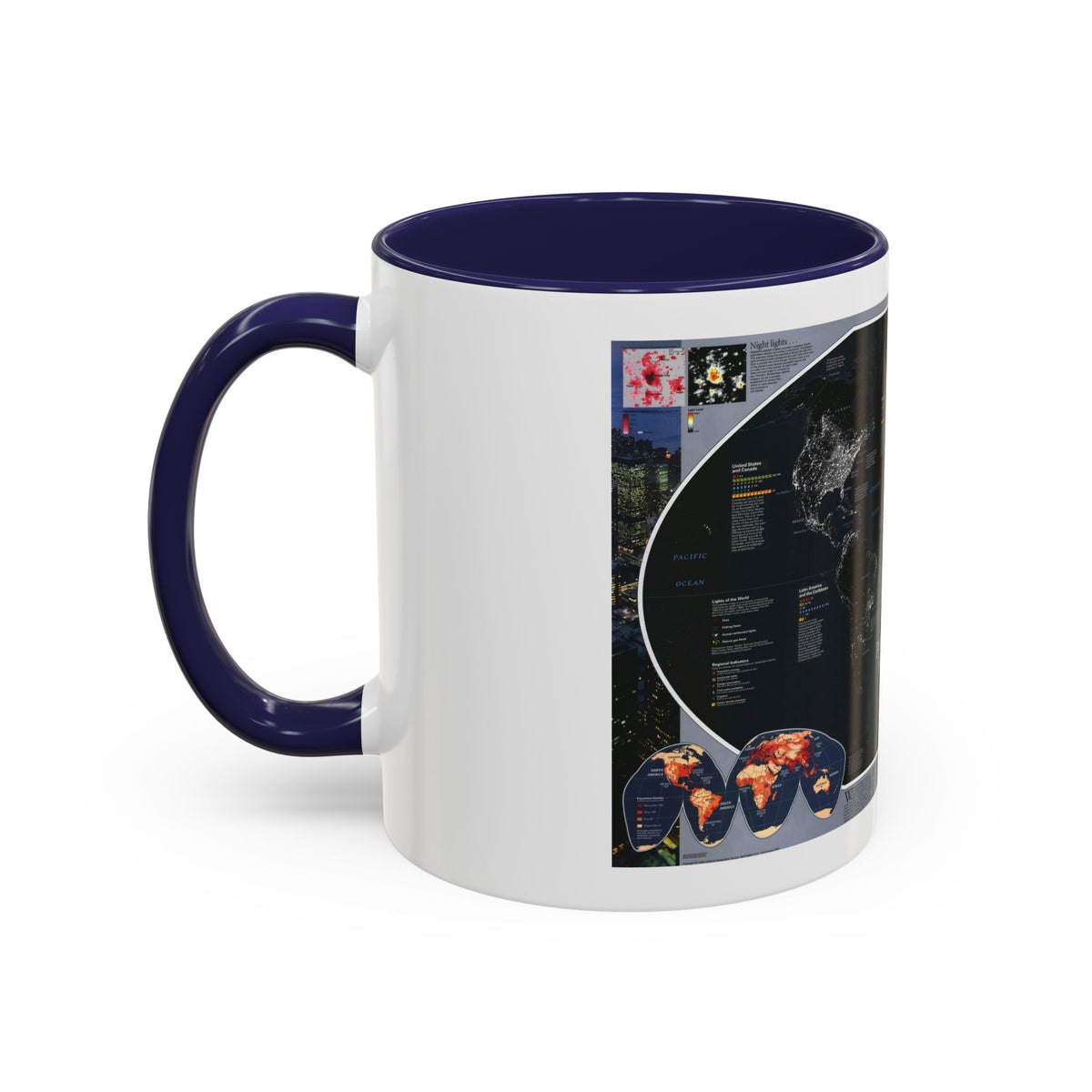 World Map - Population and Resources (1998) (Map) Accent Coffee Mug