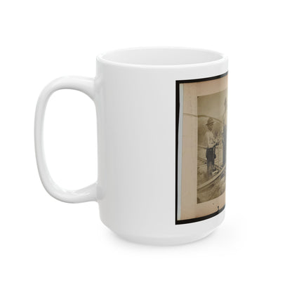 Military Railroad Operations In Northern Virginia  Men Standing On Railroad Track (U.S. Civil War) White Coffee Mug
