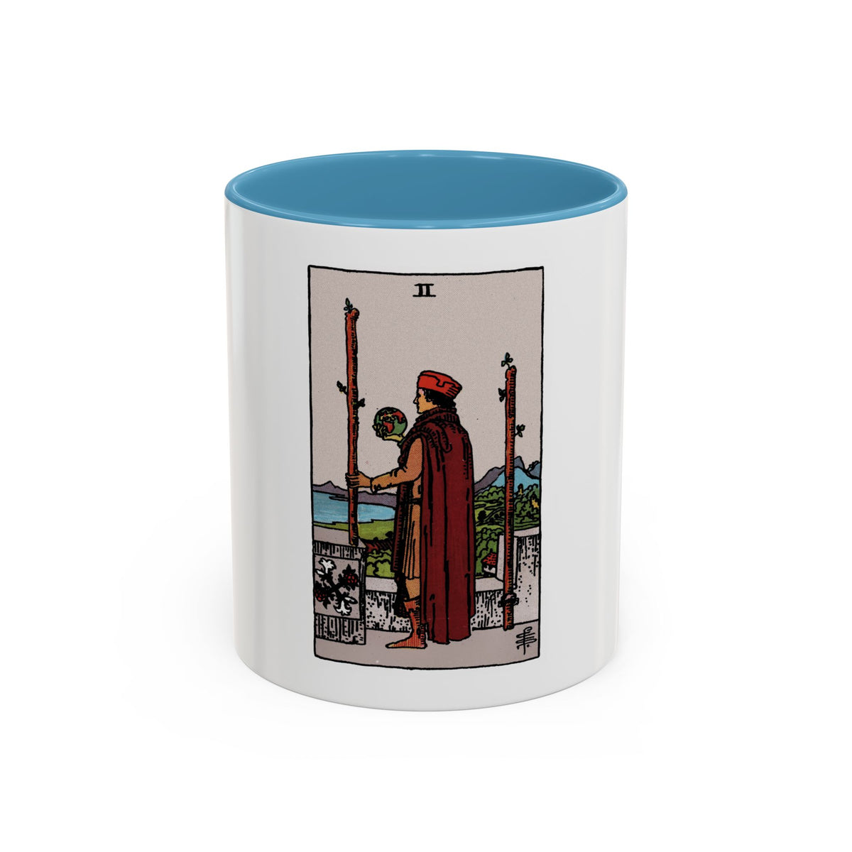 The 2 of Wands (Tarot Card) Accent Coffee Mug