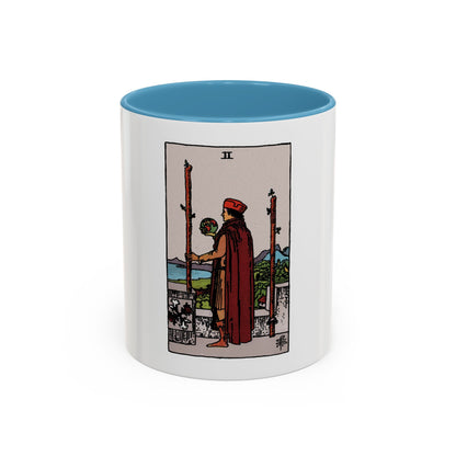 The 2 of Wands (Tarot Card) Accent Coffee Mug