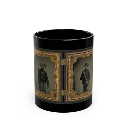 Two Unidentified Soldiers In 34th Ohio Infantry Regiment Uniforms With Bayoneted Muskets (U.S. Civil War) Black Coffee Mug