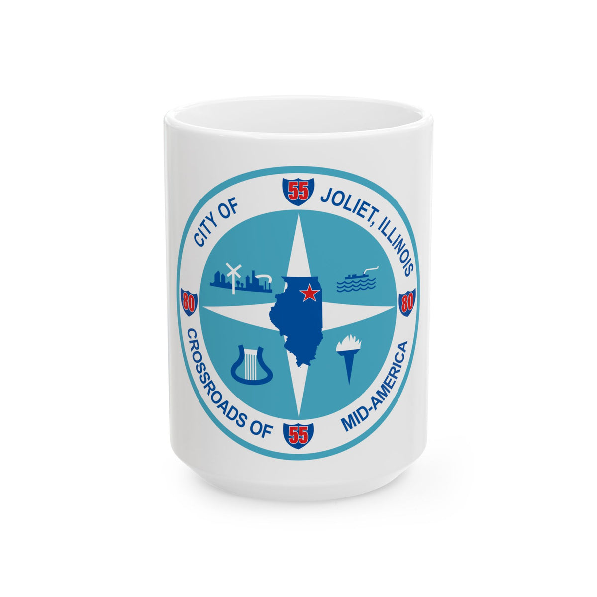 Seal of Joliet Illinois - White Coffee Mug