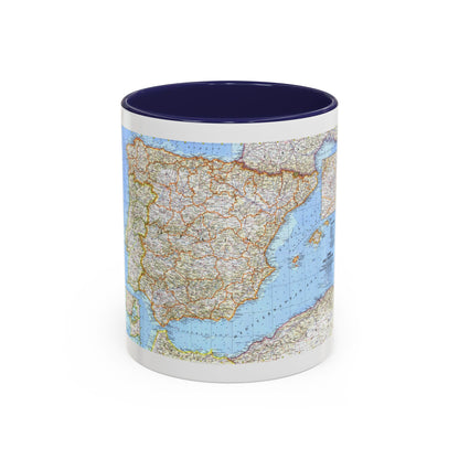 Spain and Portugal (1965) (Map) Accent Coffee Mug