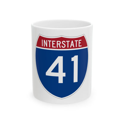 Red-topped Interstate 41 shield in navy blue and white, with the word INTERSTATE above the route number 41.
