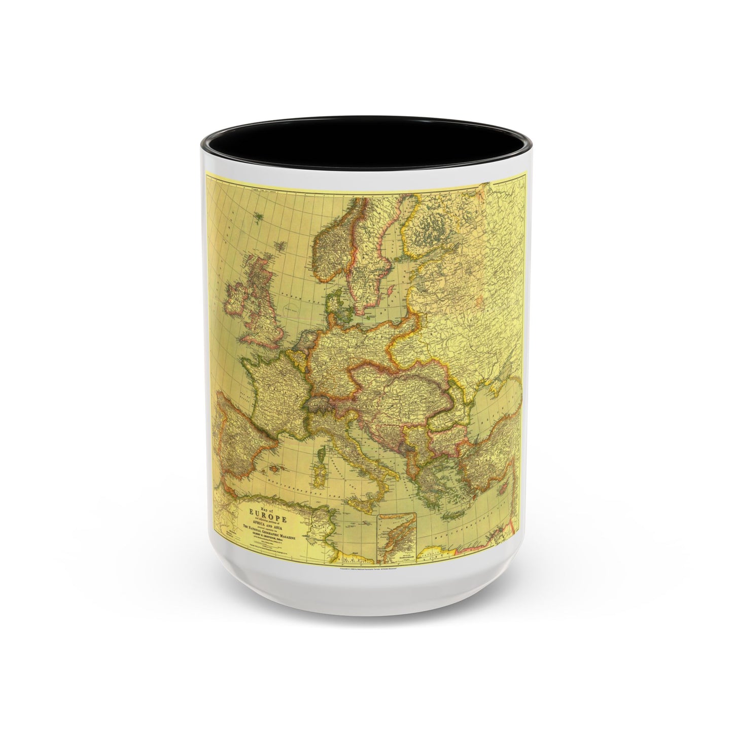 Europe and  Africa and Asia (1915) (Map) Accent Coffee Mug