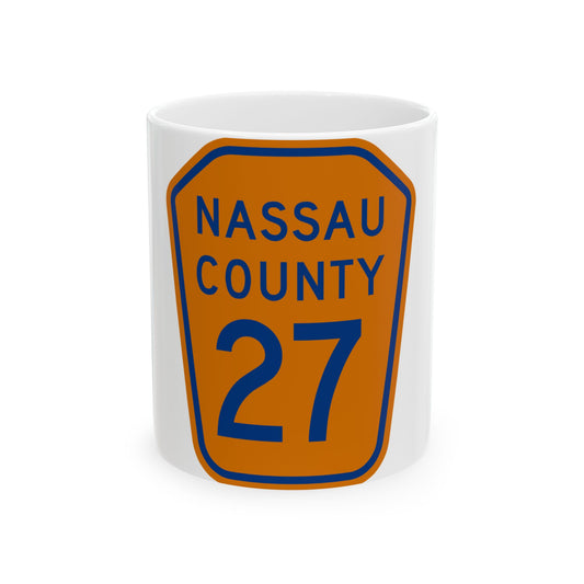 Nassau County 27 NY (New York) (Road Sign) White Coffee Mug