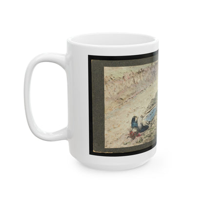 Dead Confederate Soldier In The Trenches Of Fort Mahone, Petersburg, Virginia 001 (U.S. Civil War) White Coffee Mug