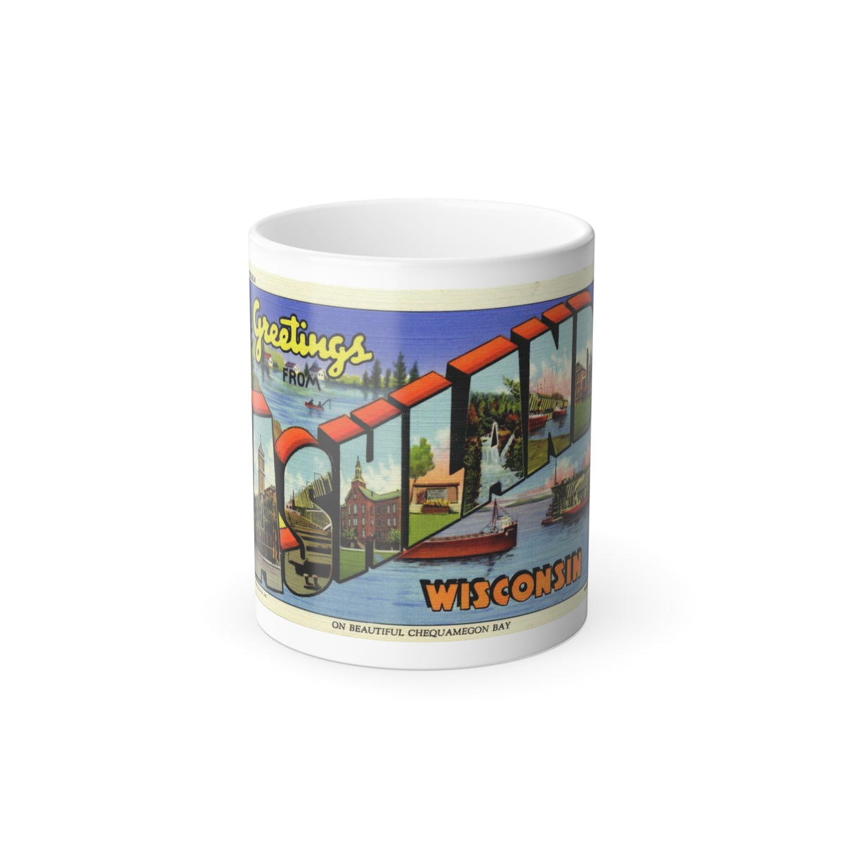 Greeting card from Ashland Wisconsin (Greeting Postcards) Color Changing Mug 11oz