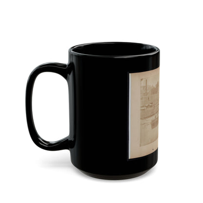 Military Construction In Northern Virginia  Man Rowing Raft Of Blanket Boats On The Potomac River (U.S. Civil War) Black Coffee Mug