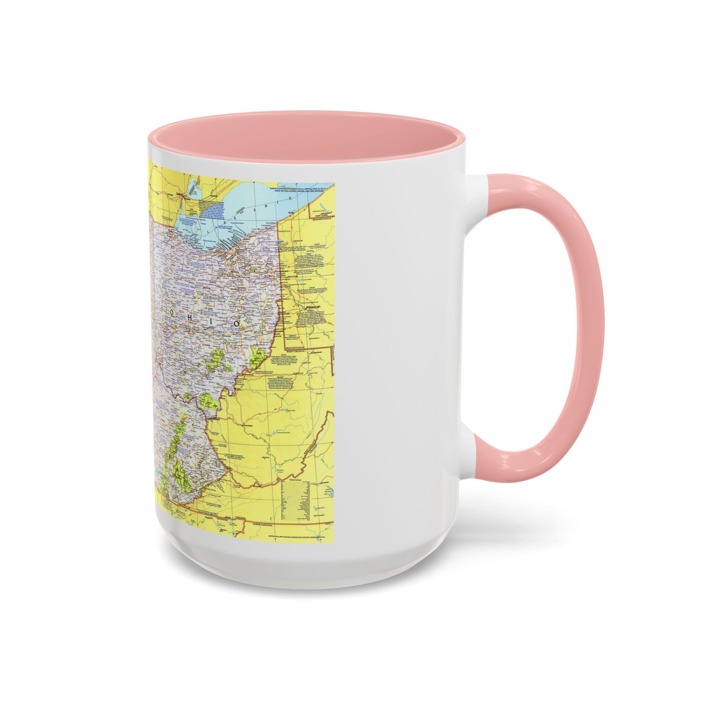 USA - Illinois, Indiana, Ohio, Kentucky 1 (1977) (Map) Accent Coffee Mug