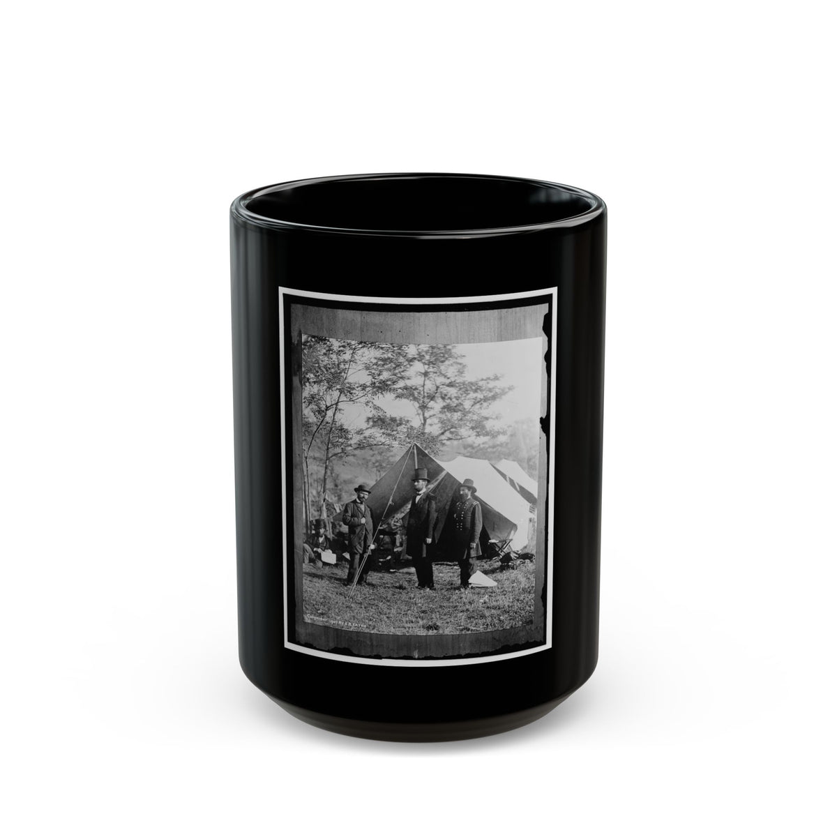 Antietam, Md. Allan Pinkerton, President Lincoln, And Maj. Gen John A. Mcclernand (U.S. Civil War) Black Coffee Mug