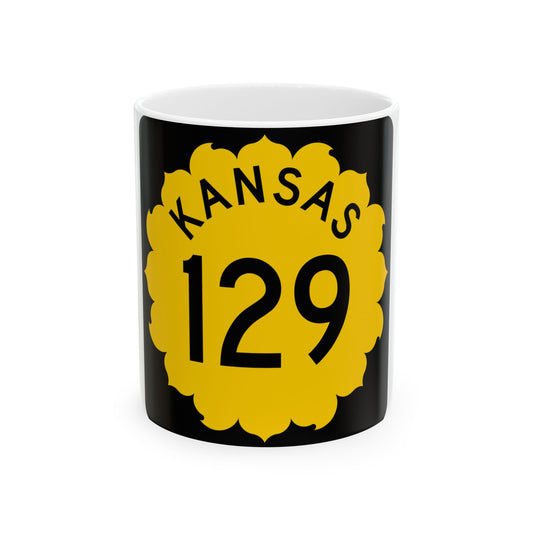 K-129 1962 (Kansas) (Road Sign) White Coffee Mug