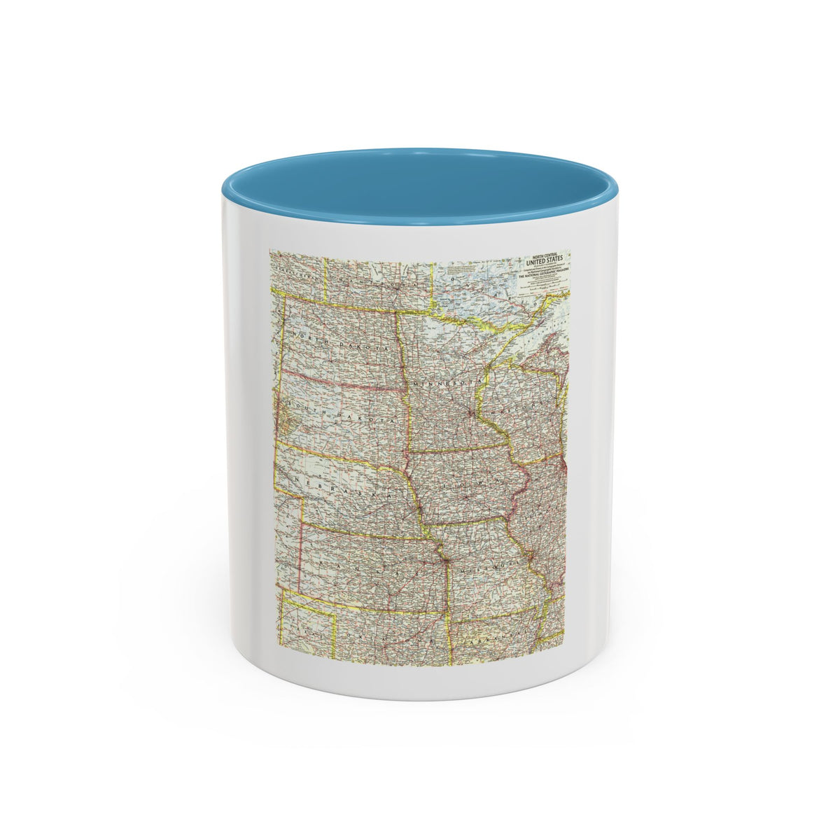 USA - North Central (1958) (Map) Accent Coffee Mug