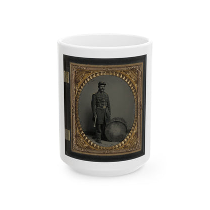 Unidentified Soldier In Union Uniform With Bass Drum (U.S. Civil War) White Coffee Mug