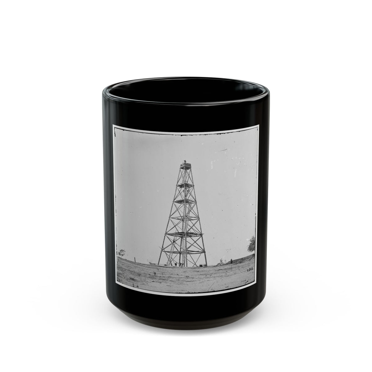 Bermuda Hundred, Va. Signal Tower On Left Of The Line Near The Appomattox River (U.S. Civil War) Black Coffee Mug