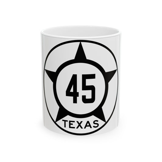 Old Texas 45 (Texas) (Road Sign) White Coffee Mug