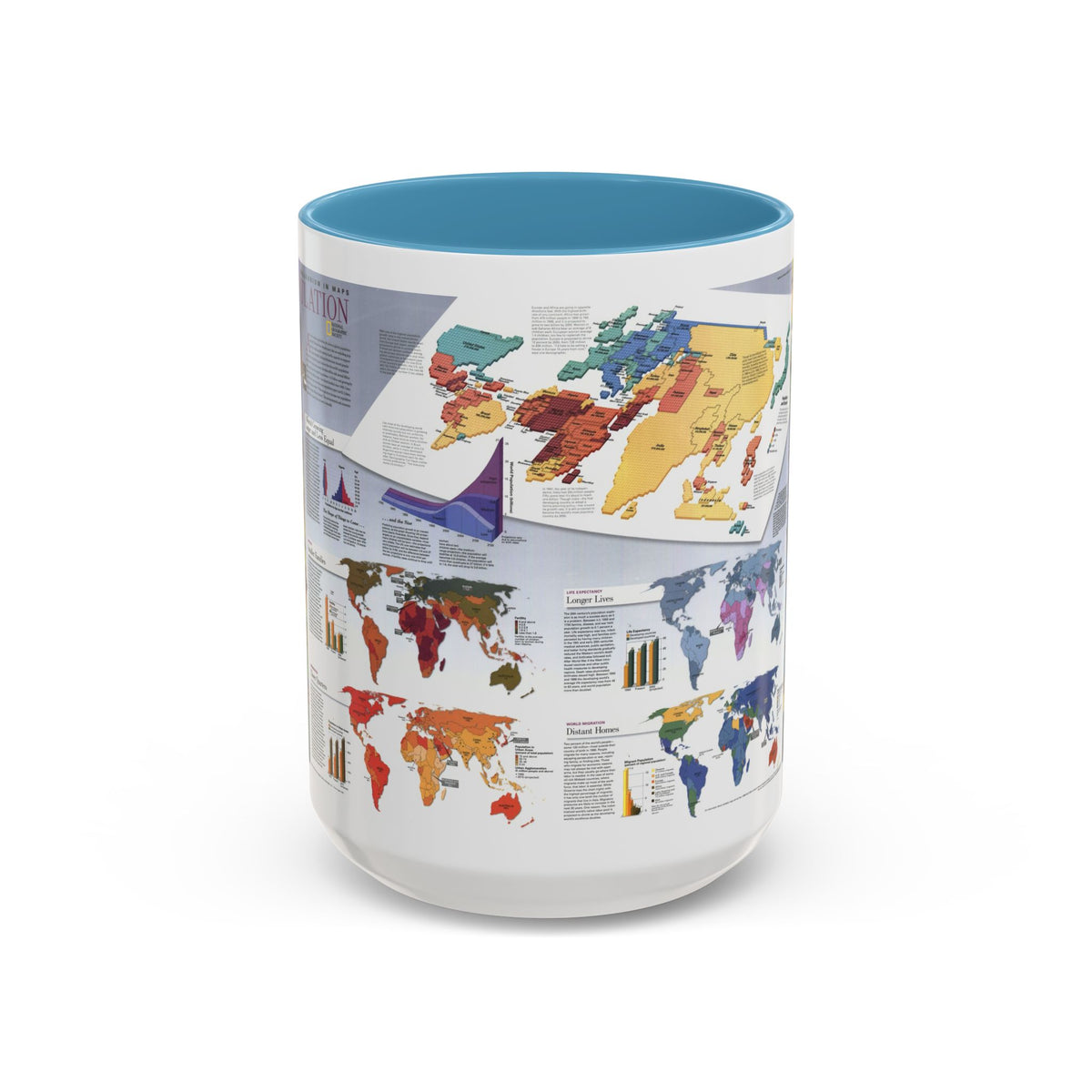 World Map - Population (1998) (Map) Accent Coffee Mug
