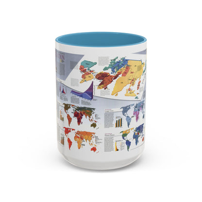 World Map - Population (1998) (Map) Accent Coffee Mug