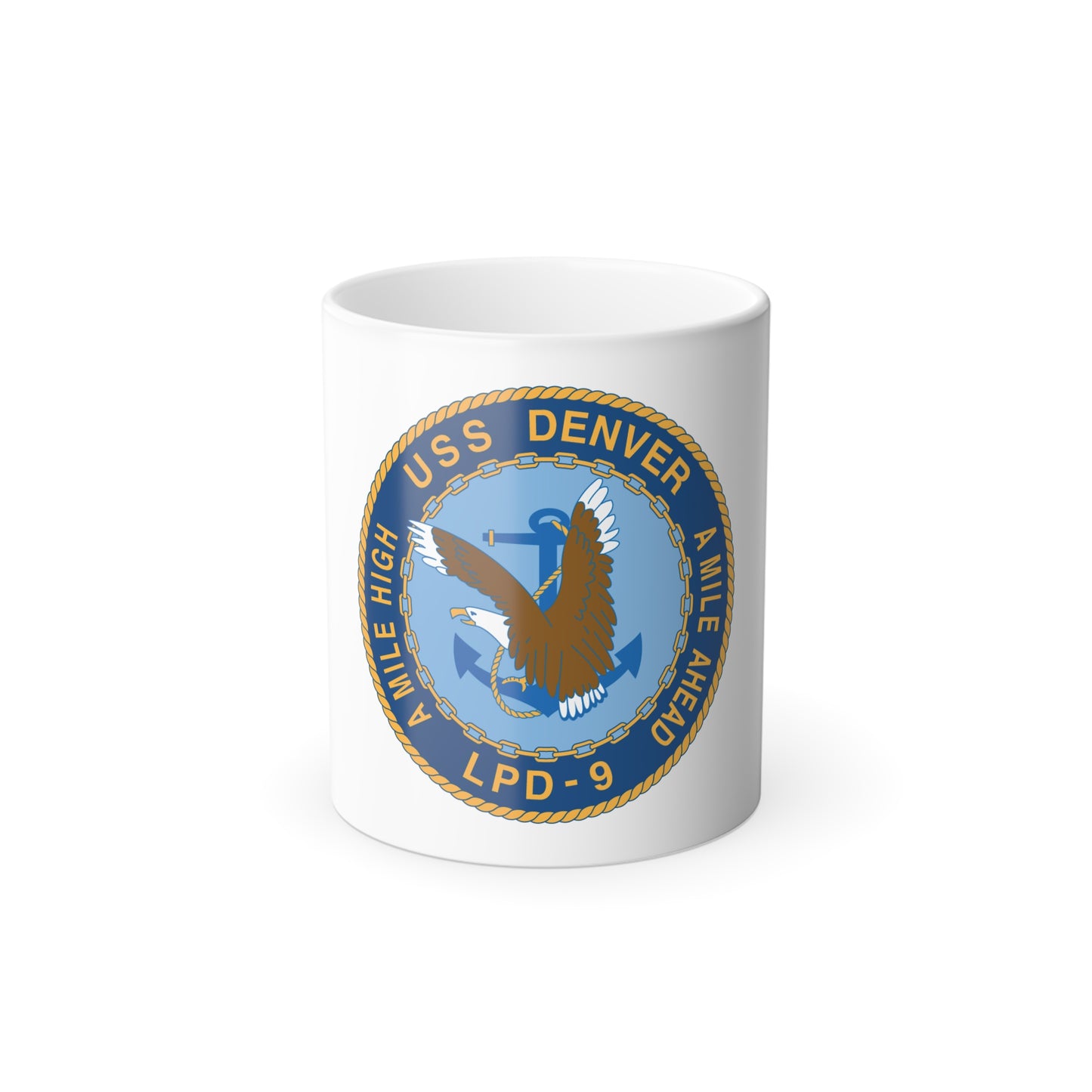 A Mile High USS Denver A Mile Ahead LPD 9 (U.S. Navy) Color Changing Mug 11oz
