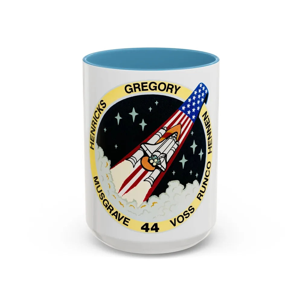 STS 44 (NASA) Accent Coffee Mug-15oz-Light Blue-Go Mug Yourself