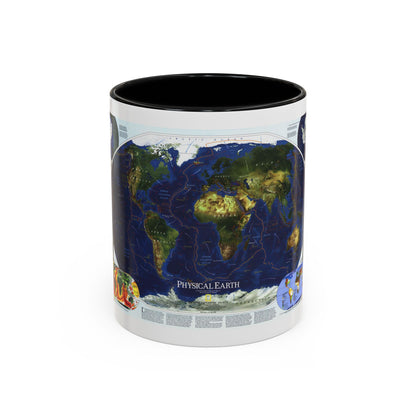 World Map - Physical Earth 1 (1998) (Map) Accent Coffee Mug