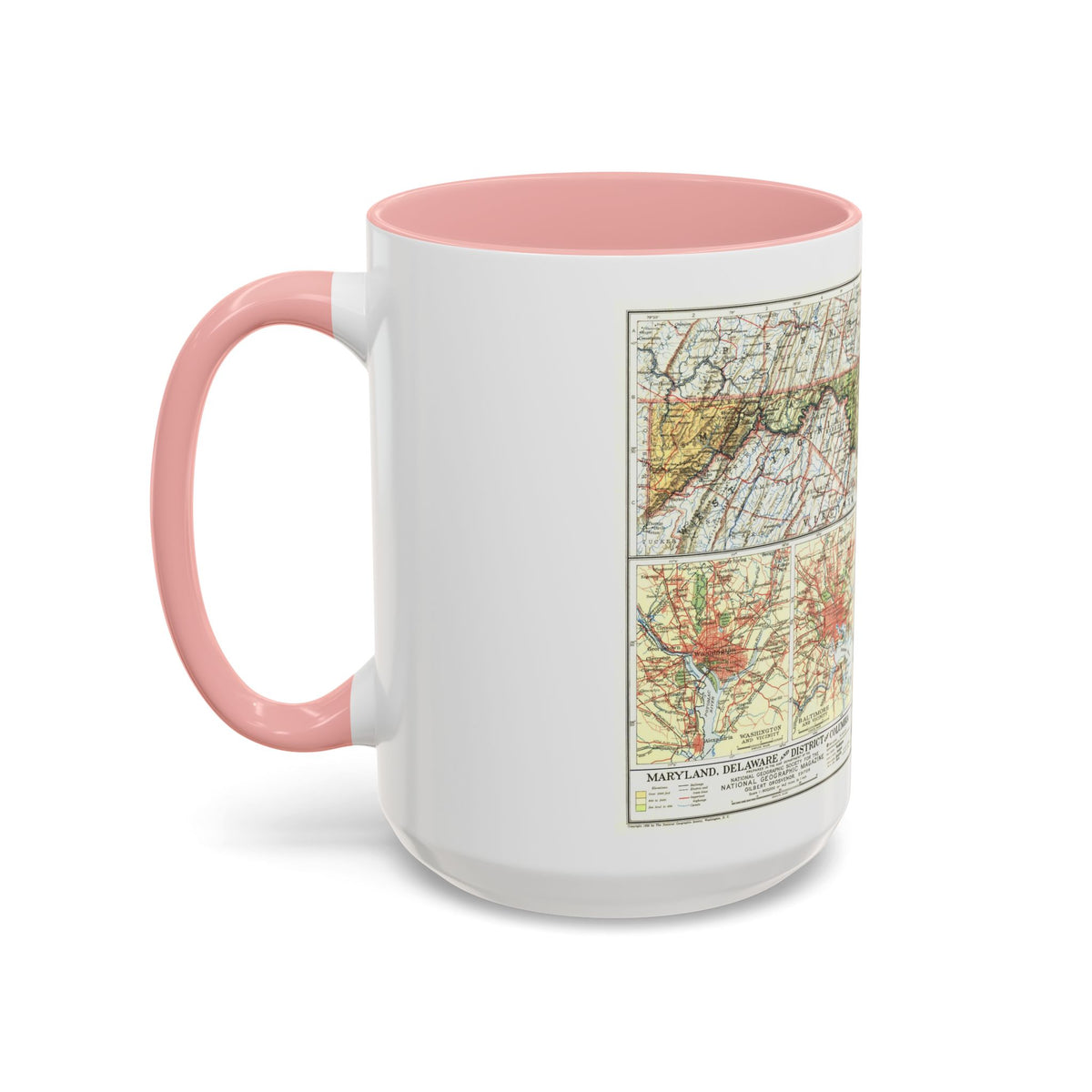 USA - Maryland, Delaware (1927) (Map) Accent Coffee Mug