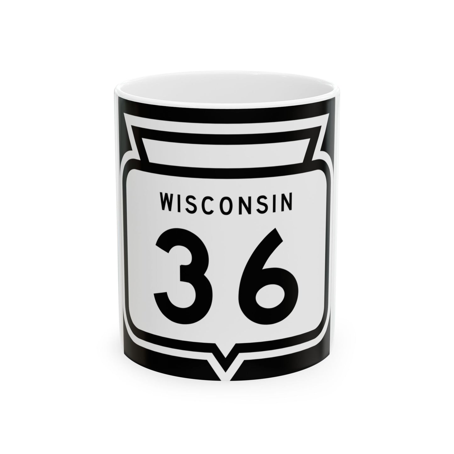 WIS 36 1958 (Wisconsin) (Road Sign) White Coffee Mug-11oz-Go Mug Yourself