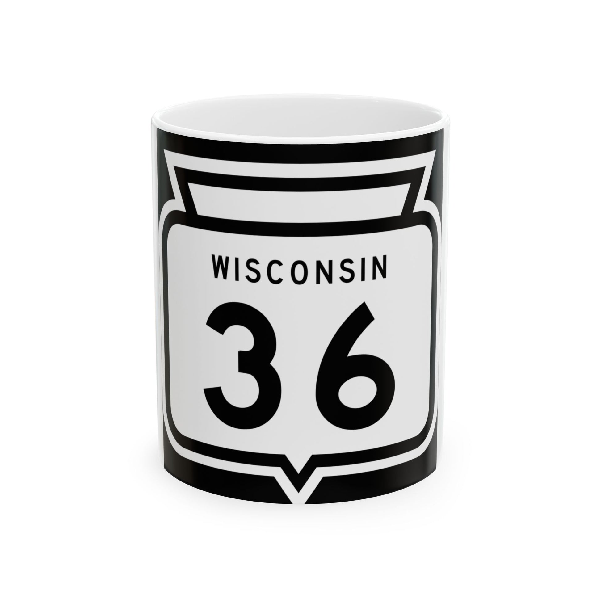 WIS 36 1958 (Wisconsin) (Road Sign) White Coffee Mug-11oz-Go Mug Yourself