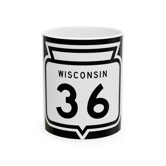 WIS 36 1958 (Wisconsin) (Road Sign) White Coffee Mug