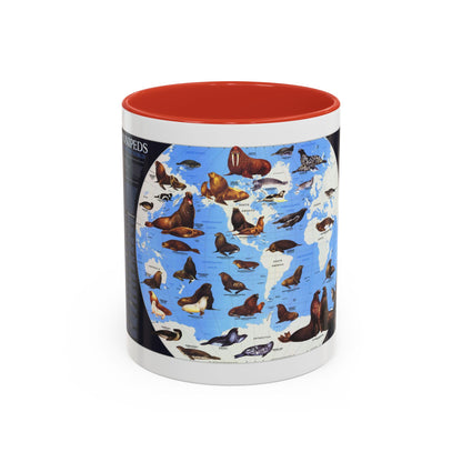 Pinnipeds Around the World (1987) (Map) Accent Coffee Mug