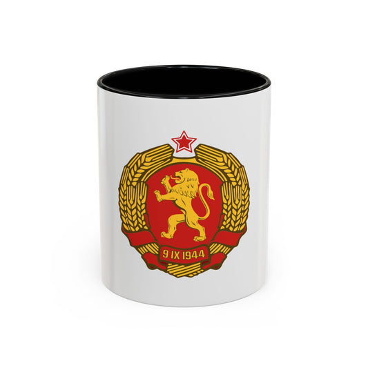 Gold rampant lion on a red field framed by gold wheat sheaves, with a red star above and a 1944 ribbon.