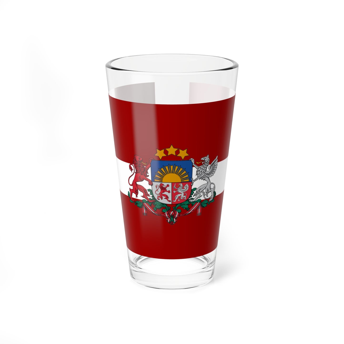 Flag of Latvia with coat of arms (Latvia) Pint Glass 16oz
