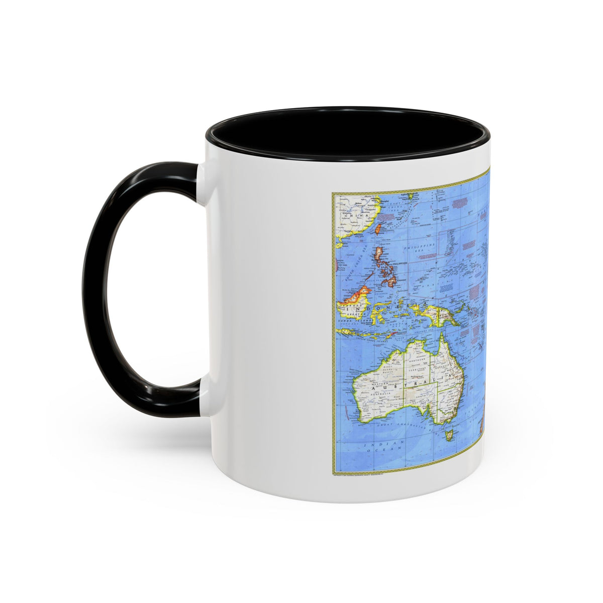 Pacific - Islands of the (1974) (Map) Accent Coffee Mug