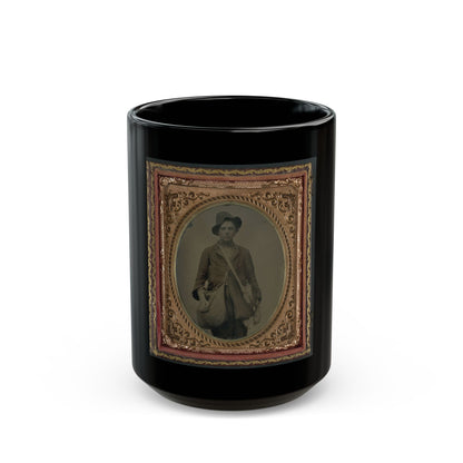 Unidentified Soldier In Confederate Uniform With Gardner Patent Canteen And Haversack (U.S. Civil War) Black Coffee Mug
