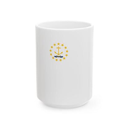 Flag-map of Rhode Island (United States) White Coffee Mug