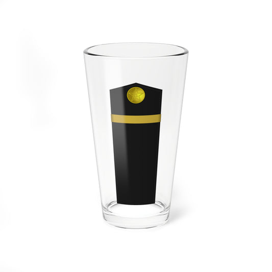 Black naval shoulder board with a gold star badge at the top and a horizontal band of gold stripes.