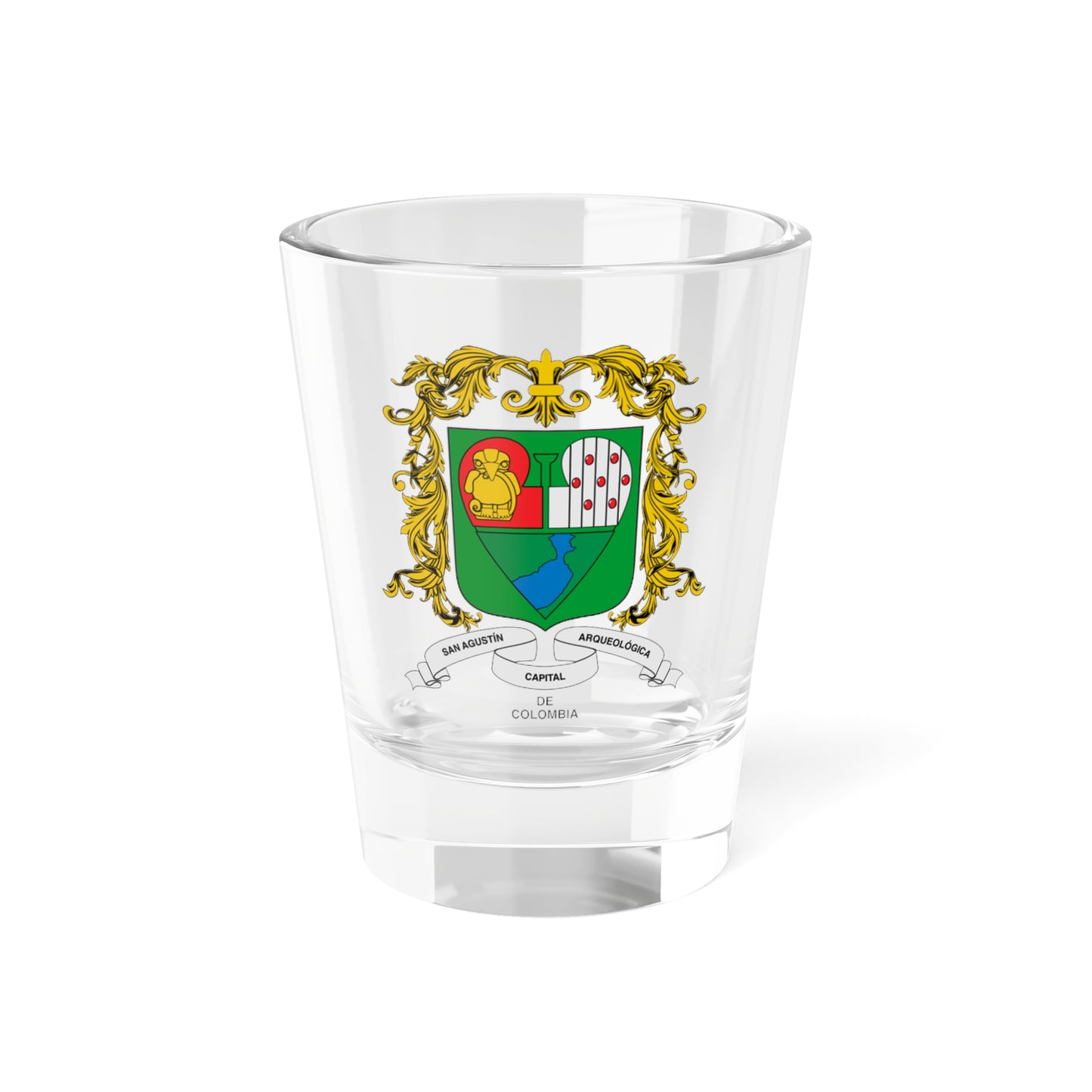 Heraldica Escudo de San Agustin Huila (Colombia) (Coat of Arms) Shot Glass 1.5oz