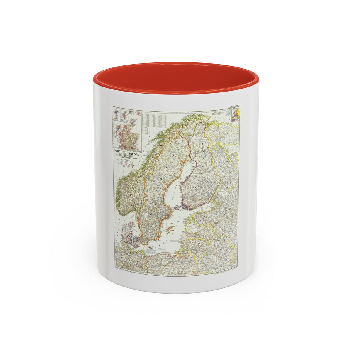 Europe, Northern (1954) (Map) Accent Coffee Mug