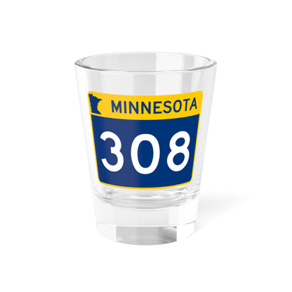MN-308 wide (Minnesota) (Road Sign) Shot Glass 1.5oz