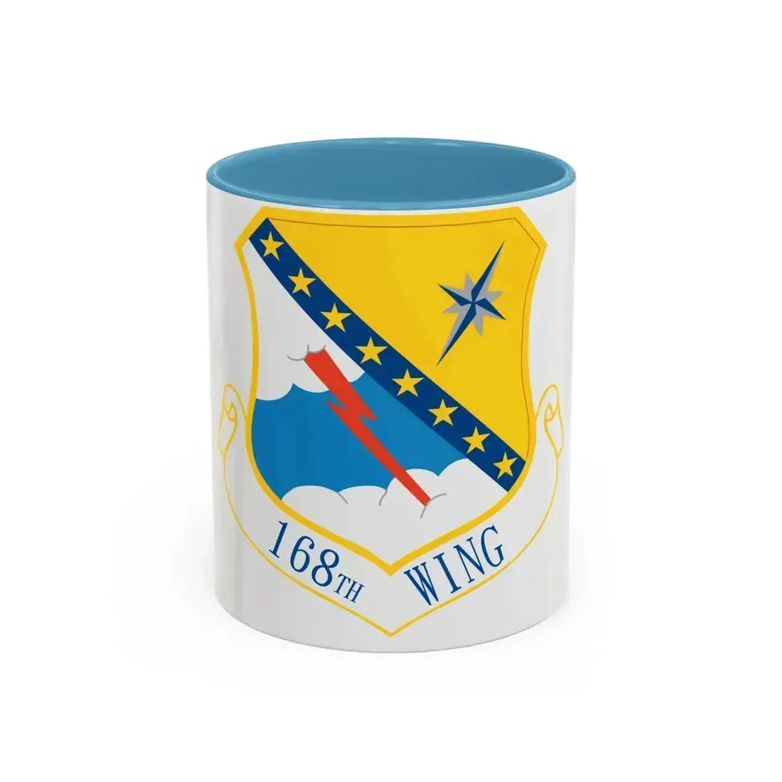168th Wing emblem (U.S. Air Force) Accent Coffee Mug 11oz Light Blue - Go Mug Yourself