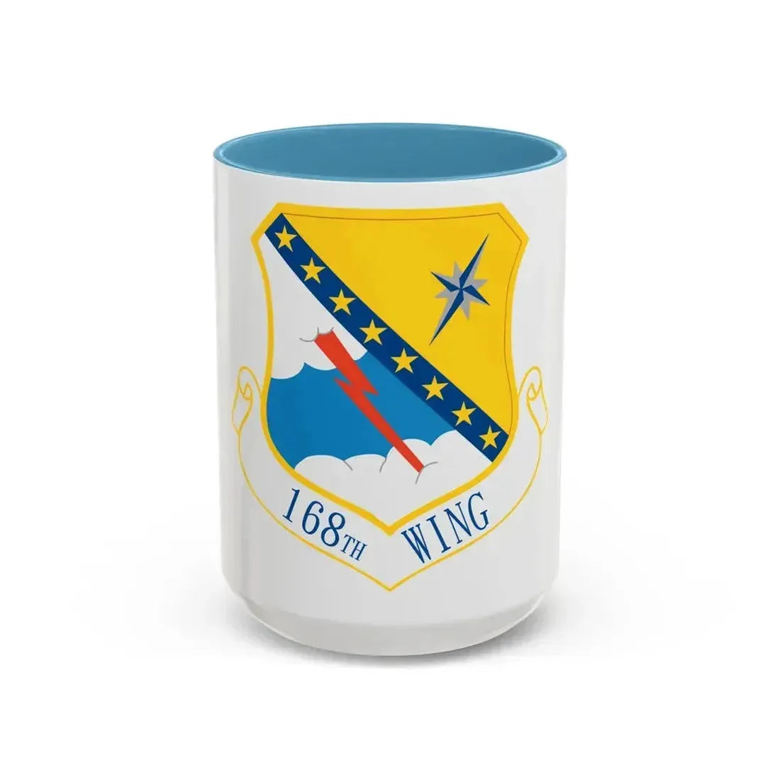 168th Wing emblem (U.S. Air Force) Accent Coffee Mug 15oz Light Blue - Go Mug Yourself