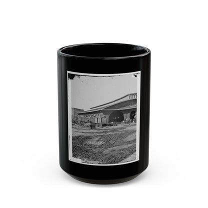 Atlanta, Ga. Boxcars With Refugees At Railroad Depot (U.S. Civil War) Black Coffee Mug