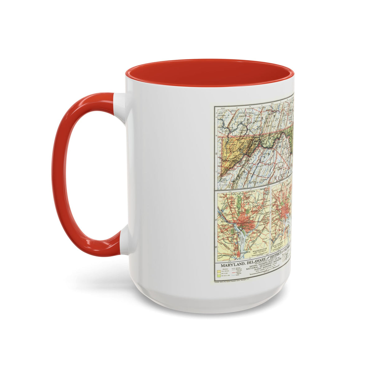 USA - Maryland, Delaware (1927) (Map) Accent Coffee Mug